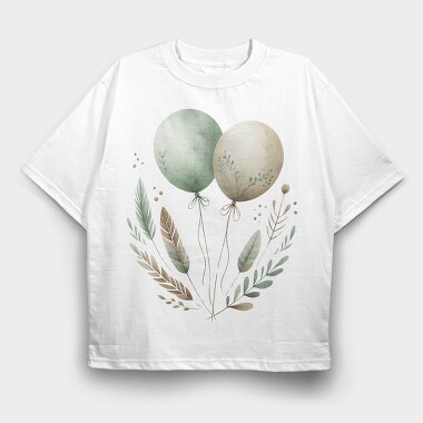 Balloons Leaves Bear, Tricou Oversize Barbati (Unisex)