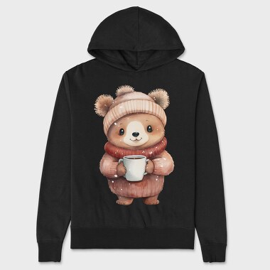 Bear Coffee Cup, Hanorac Oversize Barbati (Unisex)