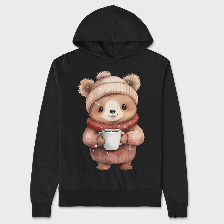 Bear Coffee Cup, Hanorac Oversize Barbati (Unisex)