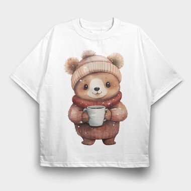 Bear Coffee Cup, Tricou Oversize Barbati (Unisex)