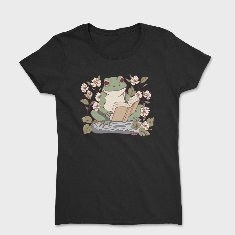 Frog Reading Cottagecore, Tricou Femei
