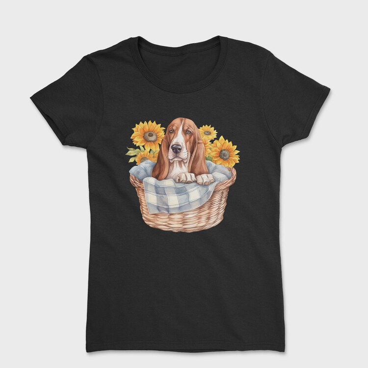 Basset Hound Sunflowers, Tricou Femei