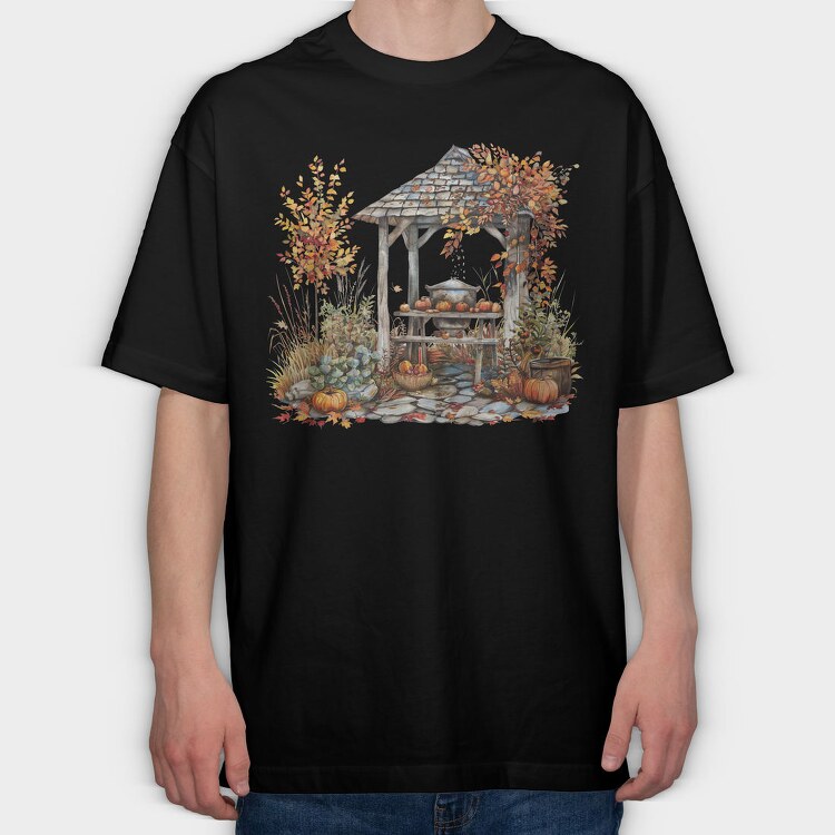 Autumn Pumpkin Garden, Tricou Oversize Barbati (Unisex)