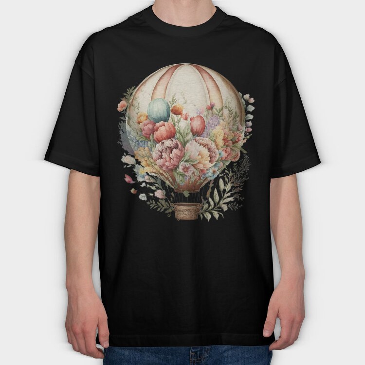 Balloon Floral Blooms, Tricou Oversize Barbati (Unisex)