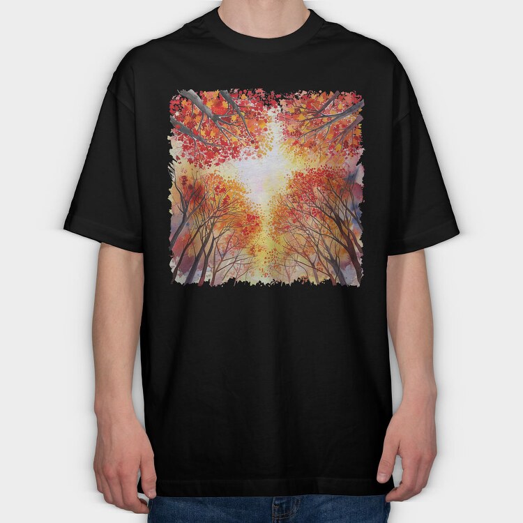 Autumn Leaves Path, Tricou Oversize Barbati (Unisex)