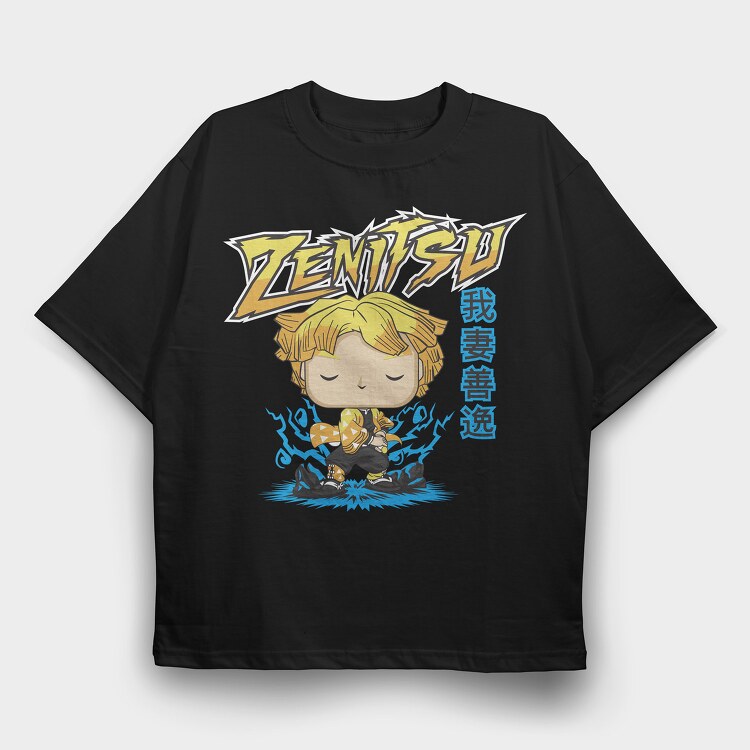 Funko Anime Demon Slayer Zenitsu, Tricou Oversize Barbati (Unisex)