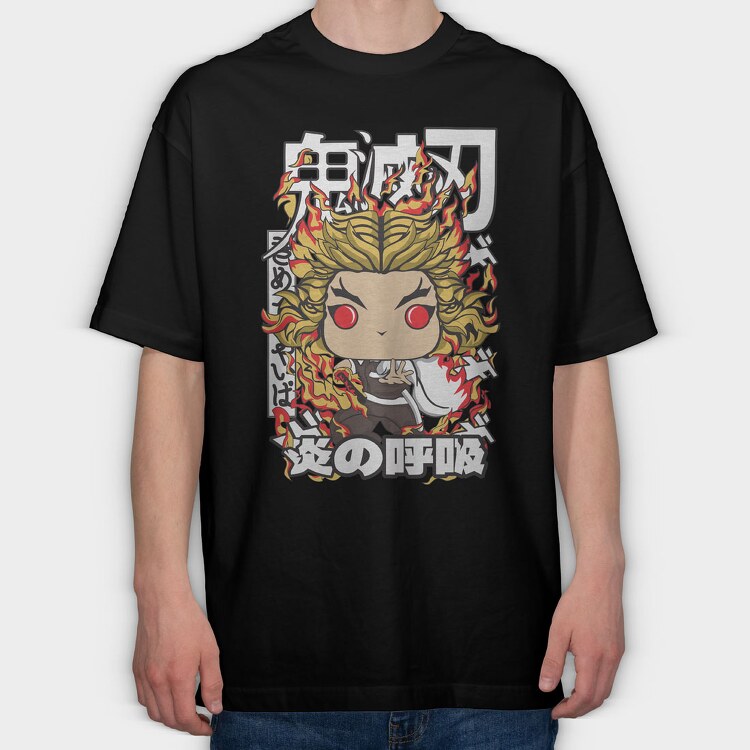 Funko Demon Slayer Kyojuro Rengoku, Tricou Oversize Barbati (Unisex)