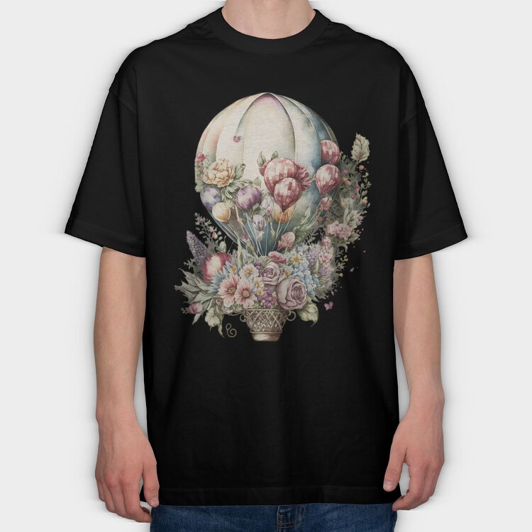 Balloon Floral Fairytale, Tricou Oversize Barbati (Unisex)