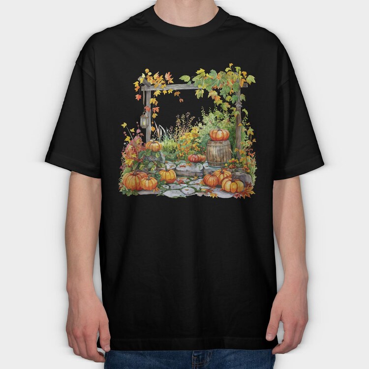 Autumn Garden Pumpkins, Tricou Oversize Barbati (Unisex)