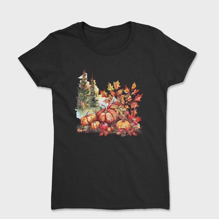 Autumn Pumpkins Leaves, Tricou Femei