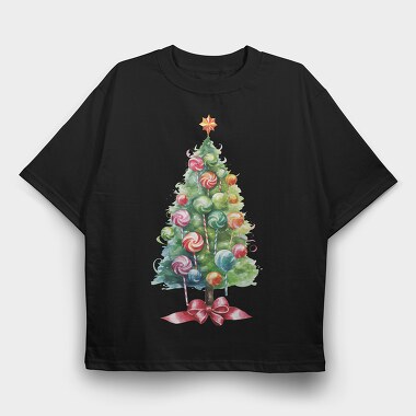 Candy Christmas Tree, Tricou Oversize Barbati (Unisex)
