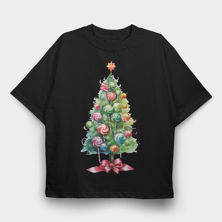 Candy Christmas Tree, Tricou Oversize Barbati (Unisex)