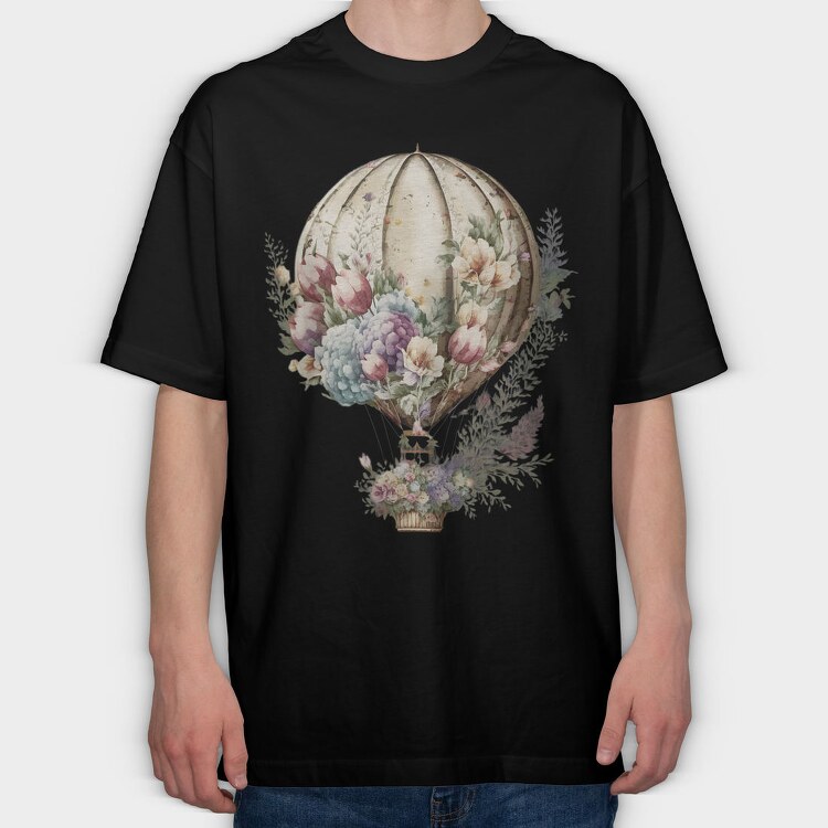 Balloon Floral Flight, Tricou Oversize Barbati (Unisex)