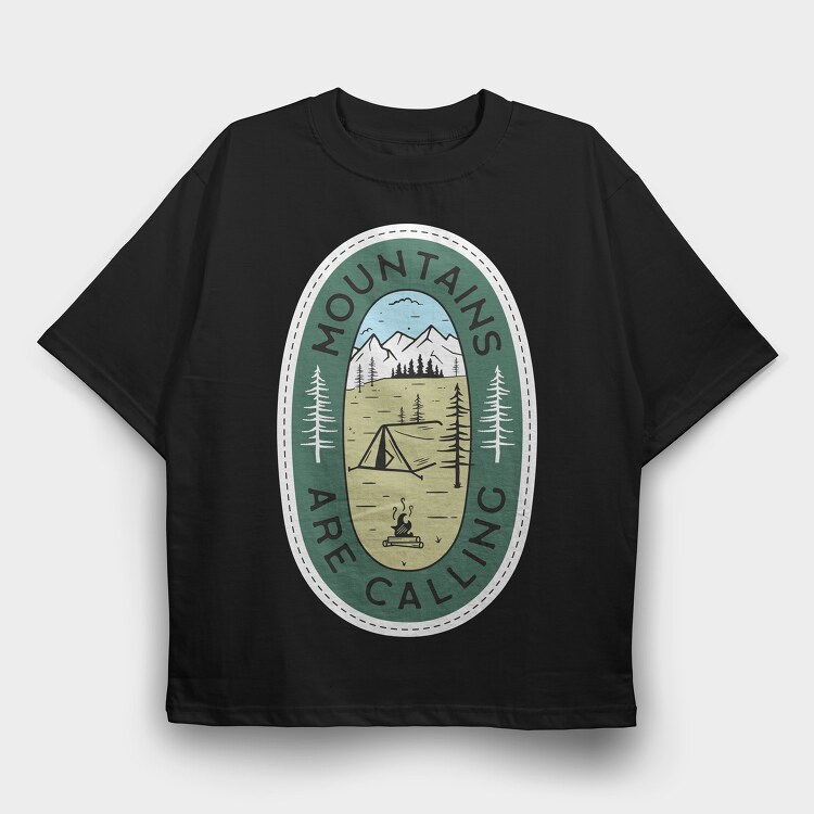 Mountains Are Calling Camp, Tricou Oversize Barbati (Unisex)