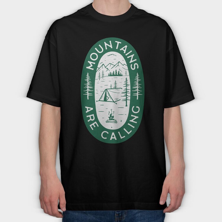 Mountains Are Calling Green, Tricou Oversize Barbati (Unisex)