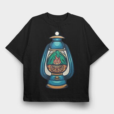 Camping Illustration 3, Tricou Oversize Barbati (Unisex)