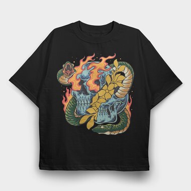 Tropical Skull 1, Tricou Oversize Barbati (Unisex)