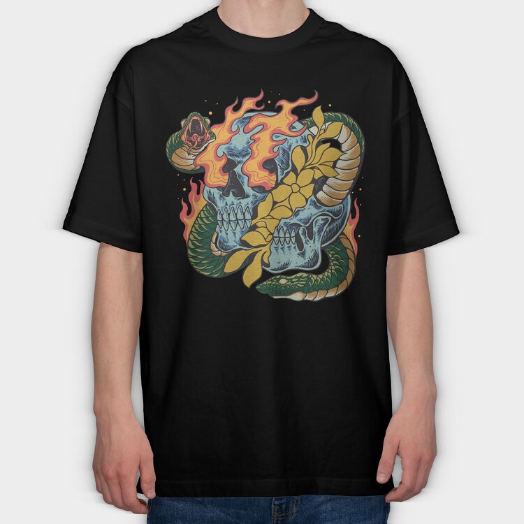 Tropical Skull 1, Tricou Oversize Barbati (Unisex)