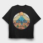 Camping Illustration, Tricou Oversize Barbati (Unisex)