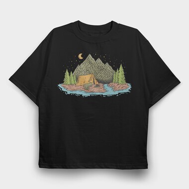 Camping Lake, Tricou Oversize Barbati (Unisex)