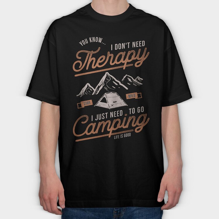 Camping Therapy, Tricou Oversize Barbati (Unisex)