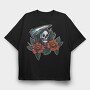 Skull and Flowers Texture Illustrations, Tricou Oversize Barbati (Unisex)