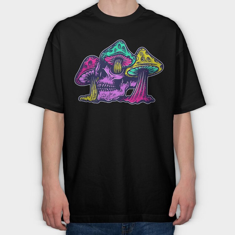 Skull and Smurf Rough Texture Illustrations, Tricou Oversize Barbati (Unisex)