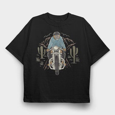 Biker Skeleton Cactus, Tricou Oversize Barbati (Unisex)