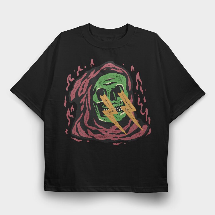 Skull Lightning, Tricou Oversize Barbati (Unisex)