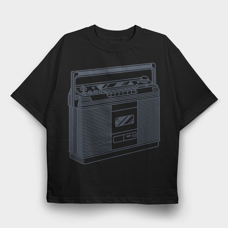 Vintage Audio Illustration 2, Tricou Oversize Barbati (Unisex)