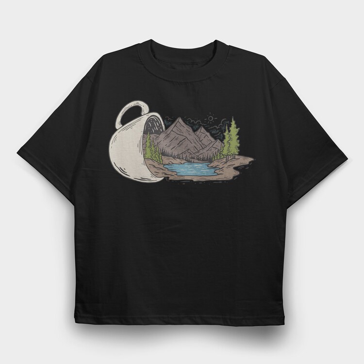 Coffee Landscape, Tricou Oversize Barbati (Unisex)