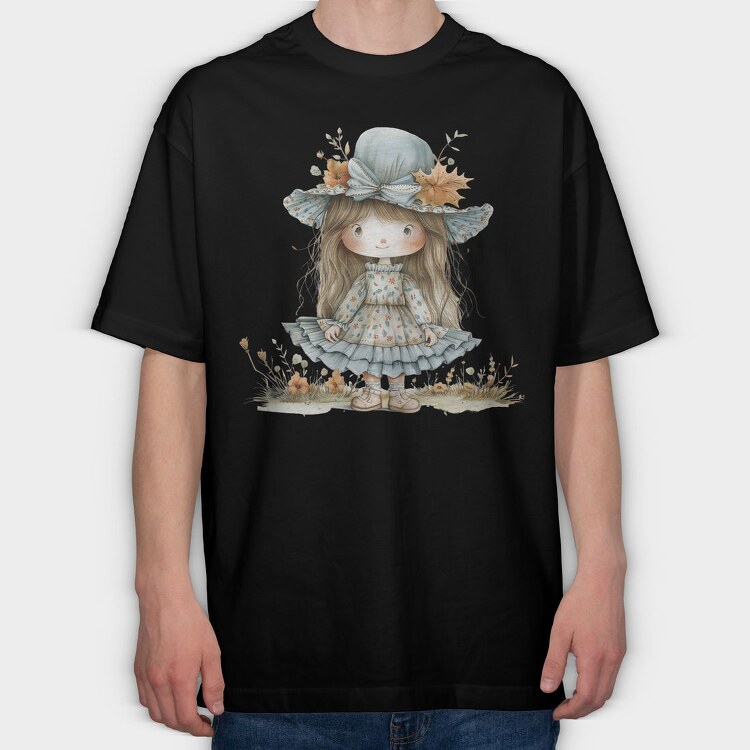 Autumn Whimsy Girl, Tricou Oversize Barbati (Unisex)