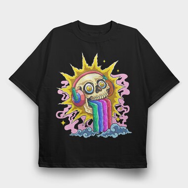 Skull Rainbow, Tricou Oversize Barbati (Unisex)