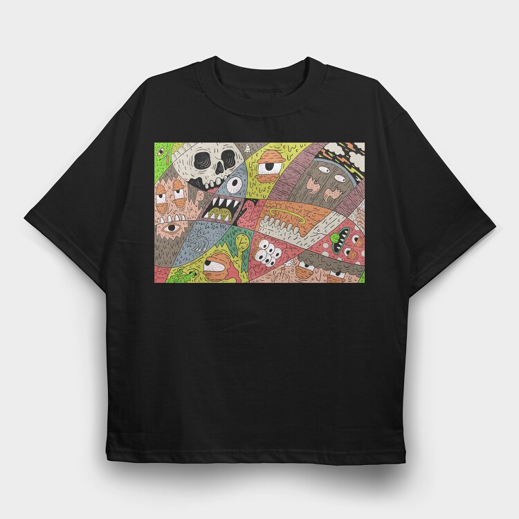 Psychedelic Illustration, Tricou Oversize Barbati (Unisex)