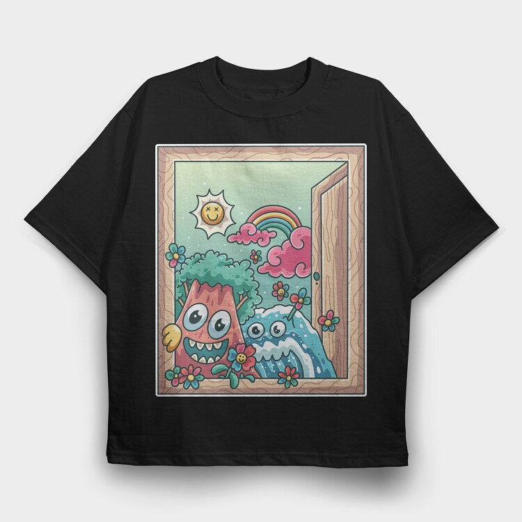 Cute Nature Window, Tricou Oversize Barbati (Unisex)