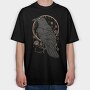 Raven Perch on the Flower Branch, Tricou Oversize Barbati (Unisex)