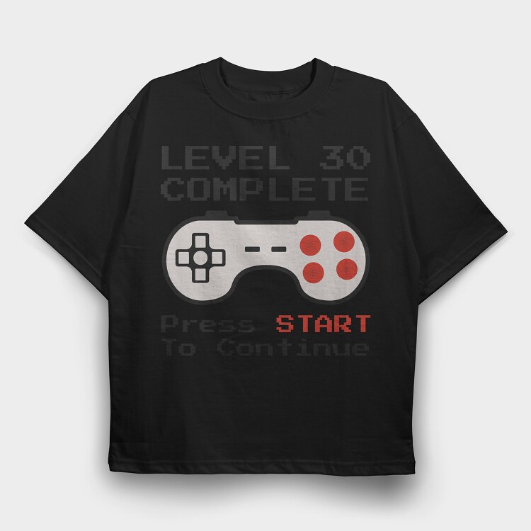 Retro Gamepad Lvl 30 Complete, Tricou Oversize Barbati (Unisex)