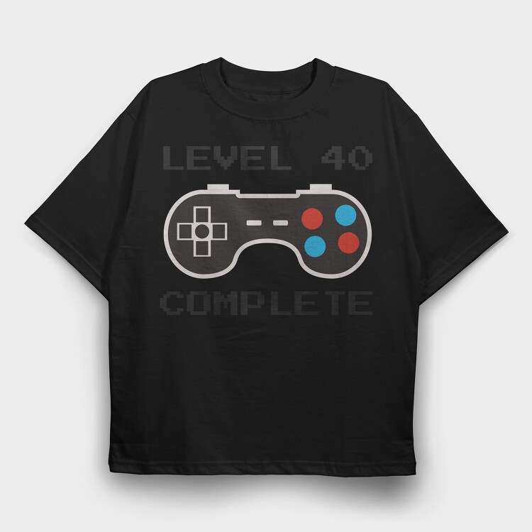 Retro Gamepad Lvl 40 Complete, Tricou Oversize Barbati (Unisex)