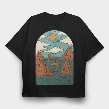 Landscape Nature, Tricou Oversize Barbati (Unisex)