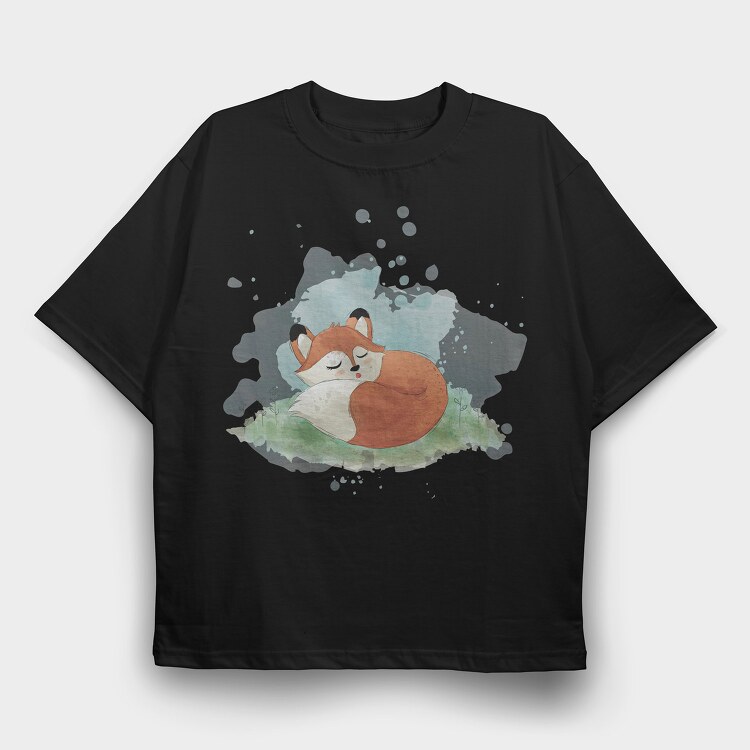 Watercolor Fox, Tricou Oversize Barbati (Unisex)