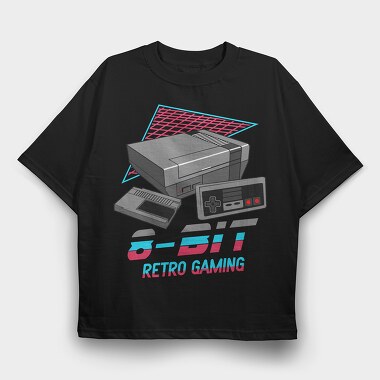 8 Bit Retro Gaming, Tricou Oversize Barbati (Unisex)