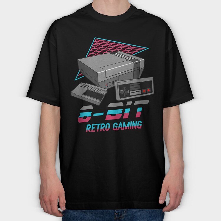 8 Bit Retro Gaming, Tricou Oversize Barbati (Unisex)