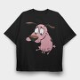 Cartoon Retro Courage the Cowardly Dog 4, Tricou Oversize Barbati (Unisex)
