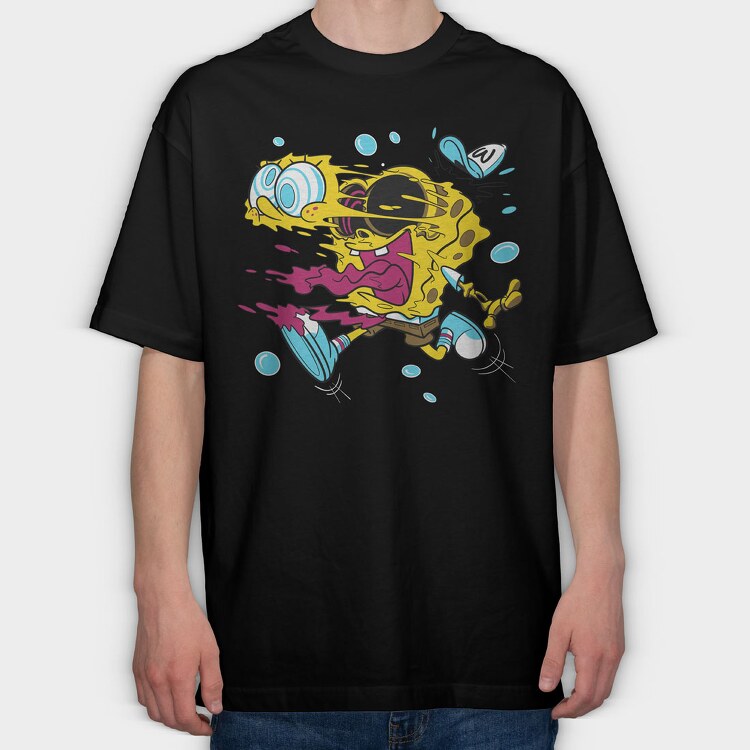 Crazy Sponge Bob, Tricou Oversize Barbati (Unisex)