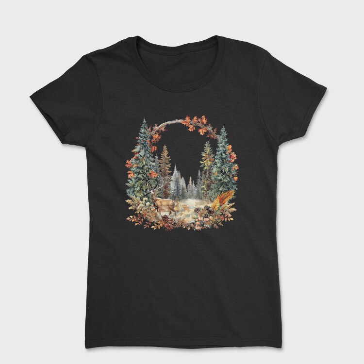 Autumn Wreath Deer, Tricou Femei