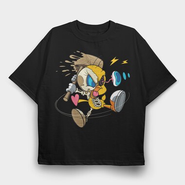 Crazy Tweety, Tricou Oversize Barbati (Unisex)