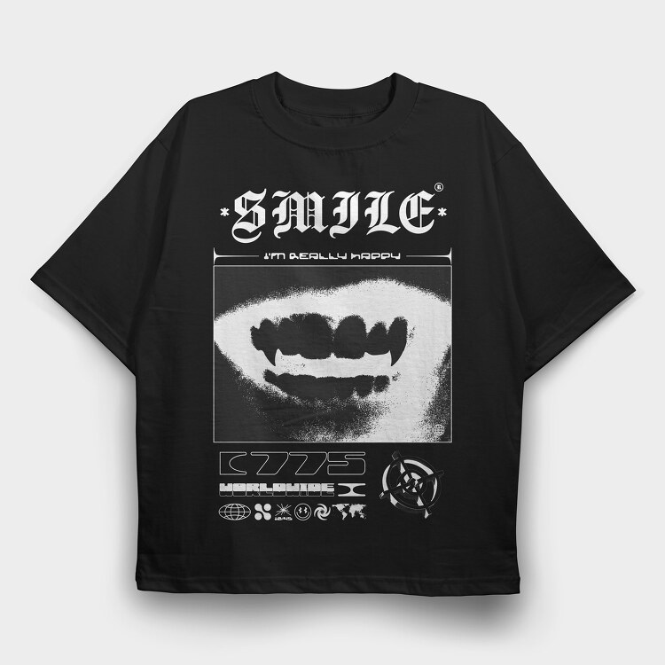 Smile 2, Tricou Oversize Barbati (Unisex)