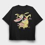 Cartoon Retro Cow and Chicken 3, Tricou Oversize Barbati (Unisex)