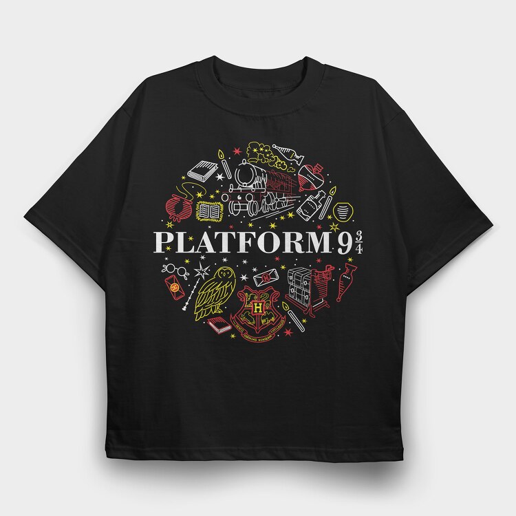 Platform 9 Harry Potter, Tricou Oversize Barbati (Unisex)