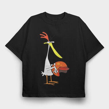 Cartoon Retro Cow and Chicken 5, Tricou Oversize Barbati (Unisex)